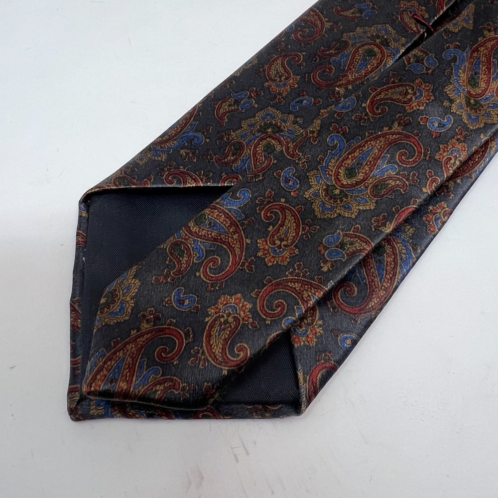 Oscar de la Renta Silk Men's Tie Paisley Lightweight Mulitcolor Hand-Sewn - Picture 10 of 11